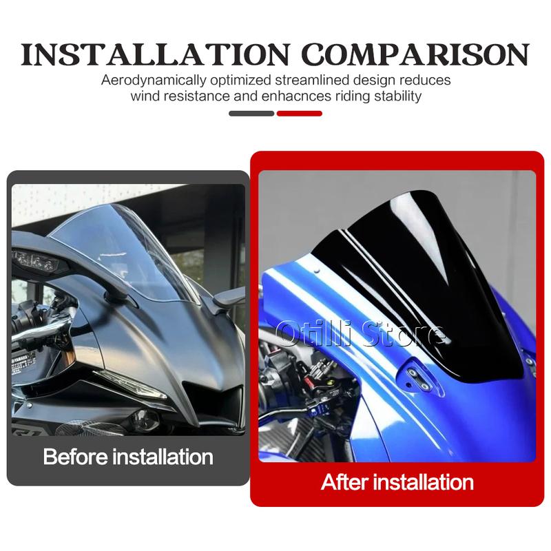 Для Yamaha YZF-R1 YZF R1 R1M YZF-R1M 2020-2025 Ветровое стекло Ветрозащитный щиток Щиток Двойной пузырь Дефлектор ветра Аксессуары для мотоциклов