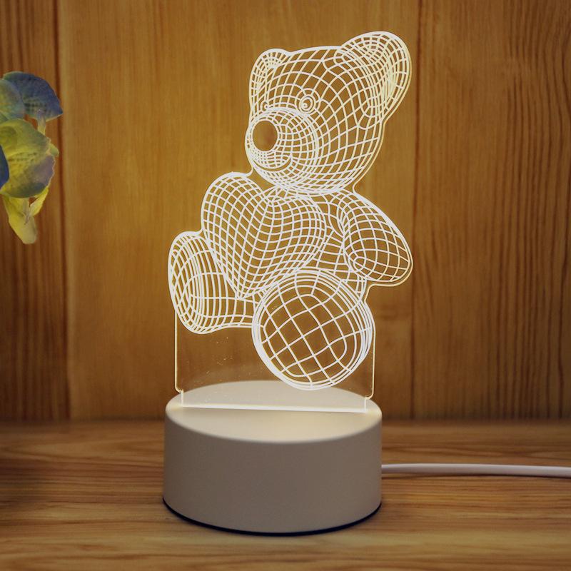 USB 3D светодиодный ночник настольная лампа для домашнего декора спальни теплый свет