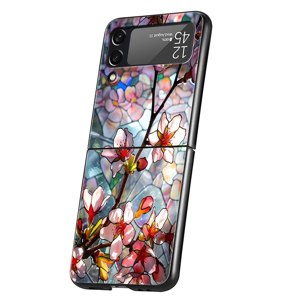 Цветочный мрамор Геометрия Чехол для телефона Для Samsung Galaxy Z Flip 3 4 5 6 7 Жесткий Складной ПК Для Samsung Z Flip3 Flip4 Flip5 Чехол