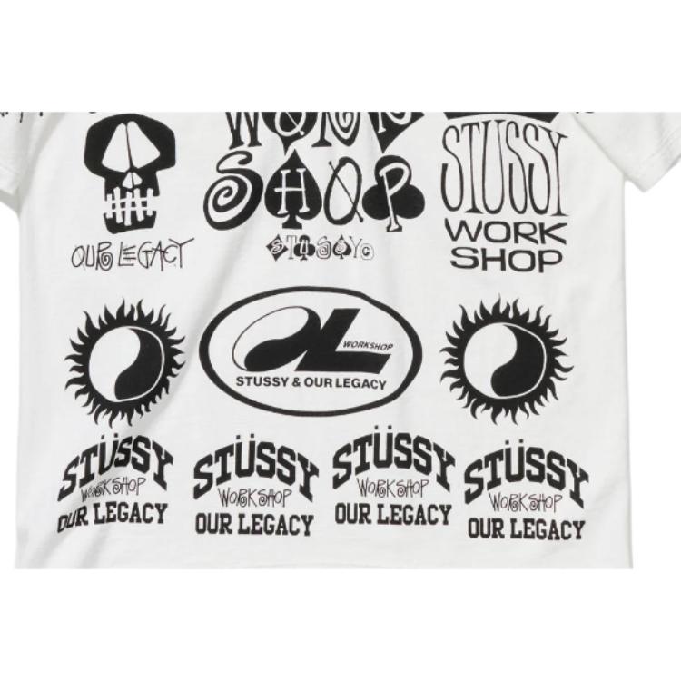 Stussy Наша Коллаборация Наследие SS26 Мастерская Футболка с Пигментной Окраской Полный Принт Граффити Свободный Крой Опущенные Плечи Короткий Рукав Футболка Унисекс Топы ST3904054NATL