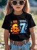Забавная футболка с мемом Six Seven 6 7 для детей Хаотичный юмор Y2k Игровые надписи Футболки Повседневный топ с круглым вырезом Модная детская одежда