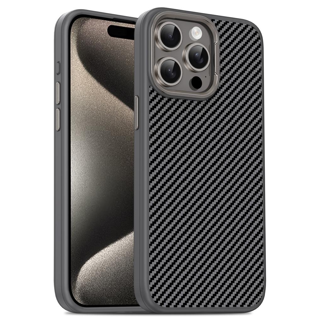 IPAKY For iPhone 15 Pro Max TPU Back Case Carbon Fiber Texture Phone Cover