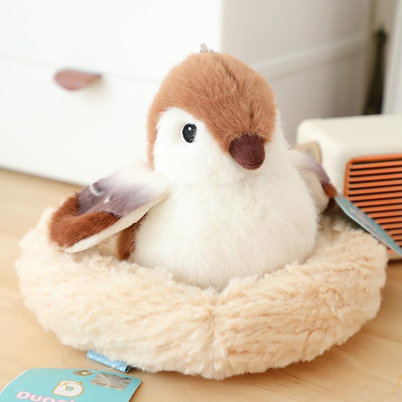 11cm Lovely Mini Bird Plush Toys Cute Simulated Kiwi Parrot Tit Bird Doll Cute Lifelike Bird Sparrow Bag Pendant Xmas Gifts Girl