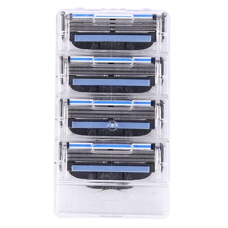 Black 5Pcs/Set 1 Machine + 4 Blades Manual Mens Hair Removal Shaving Razors with Replaceable Razors Blades