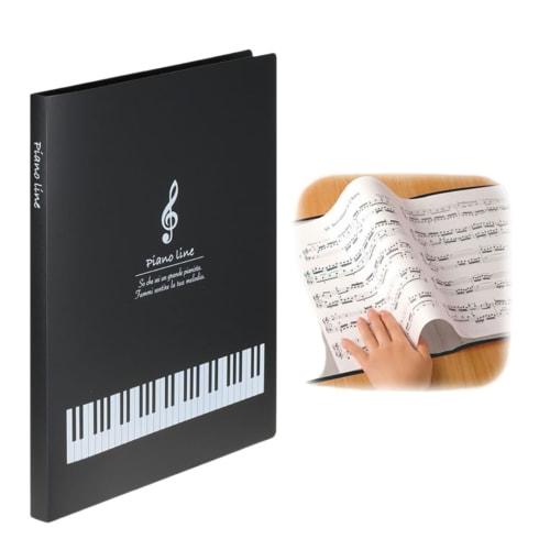 Large Capacity Clear File with 40 Pockets for Sheet Music and Document Organization, Perfect for Piano Notes, A3 Sheet Music, and More, with Side Pock