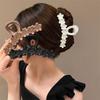 1pc Solid color 13cm large simple flower clip fashionable and elegant, shark clip at the back of the head hair accessory