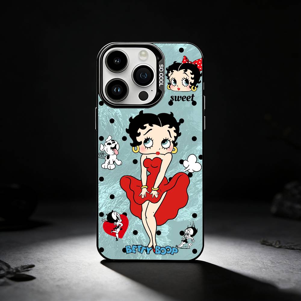 B-Betty Cute B-Boop Phone Case For iPhone 17,16,15,14,13,12,11 Plus,Pro Max,XS,Colored silver phone case