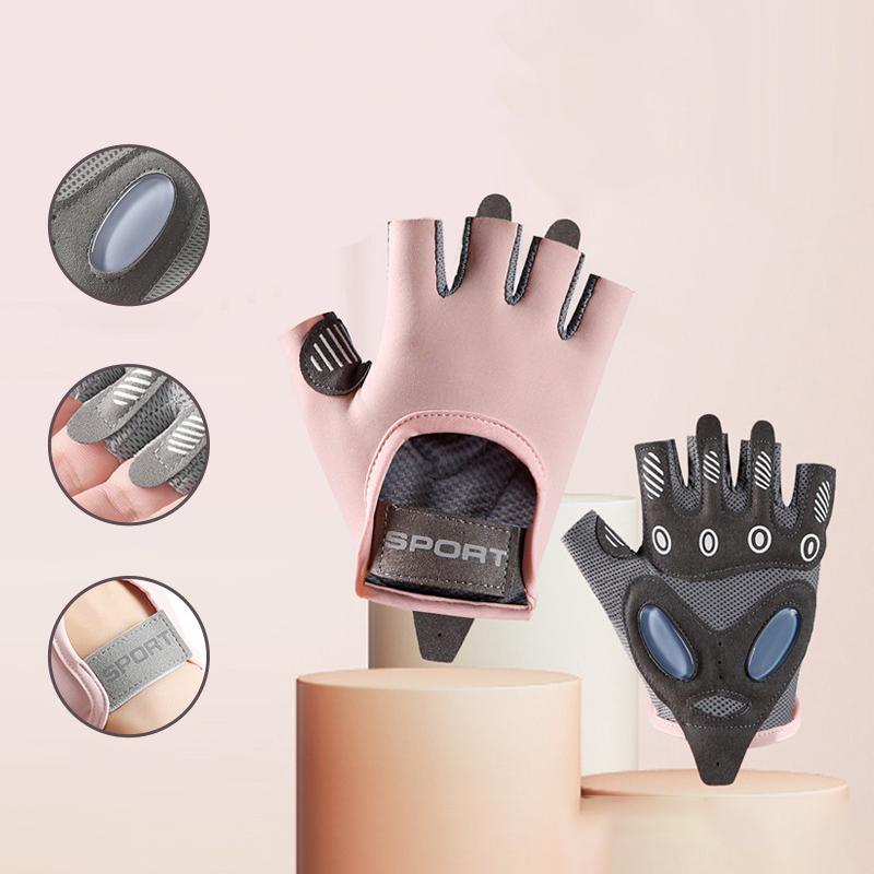 Anti Slip Shock Absorbing Ice Silk Fitness Cycling Gloves for Men Women Summer Breathable Yoga Sports Train Gloves