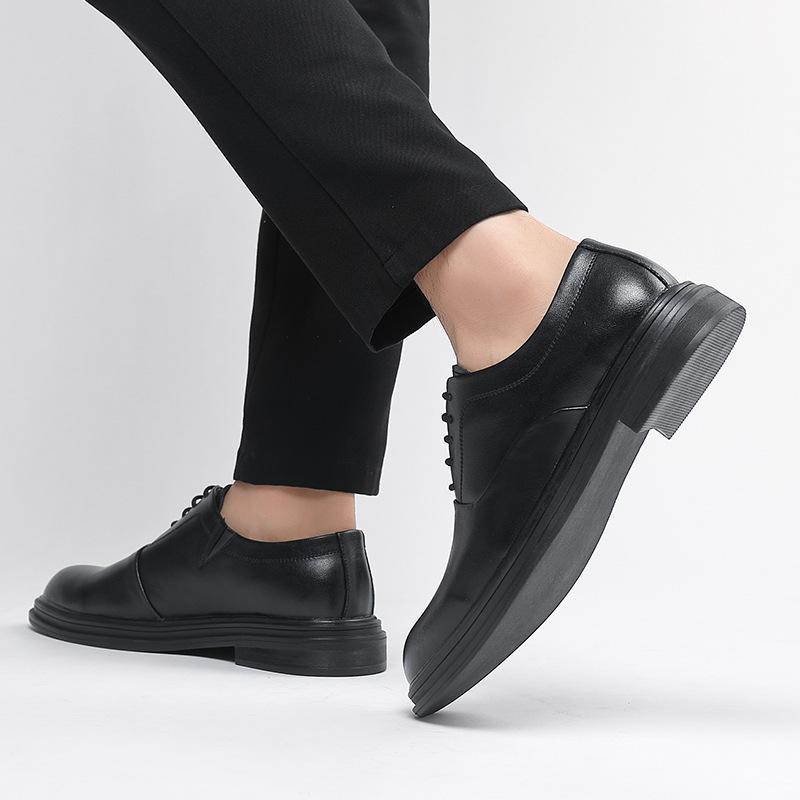 Мужская обувь 44 размера для увеличения роста, Модная кожаная повседневная обувь-слипоны на плоской подошве для бизнеса, Черная обувь на платформе для мужчин