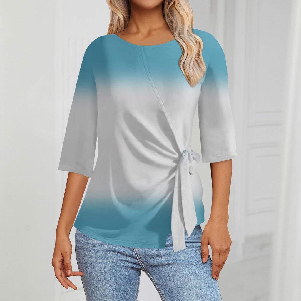 Женские топы с рукавом 3/4. Летние асимметричные футболки. Облегающие повседневные топы. Футболки. Пуловеры. Футболки. Летние топы. Топы с короткими рукавами.