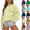 Women's Casual Fashion Round Neck Long Sleeve Sweatshirt With Pockets