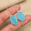Blue Chalcedony Gemstone Handmade 925 Sterling Silver Earring Jewelry For Christmas