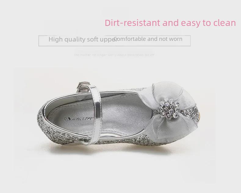 2024 Модные туфли на высоком каблуке в корейском стиле для девочек - Обувь для маленьких принцесс