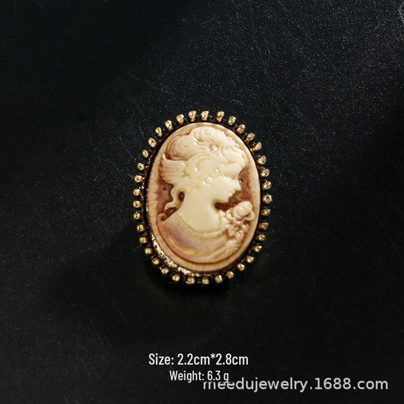 Elegant Resin Alloy Brooch: Retro Relief Art Jewelry for European & American Fashion