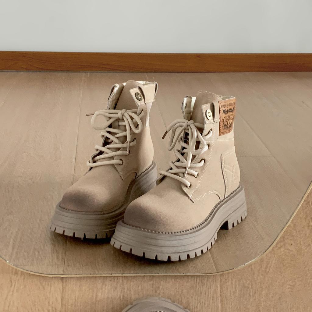 Retro British Style Thick-soled Heightening Martin Boots Women's 2025 New Summer High-end Versatile Big Yellow Boots Short Boots