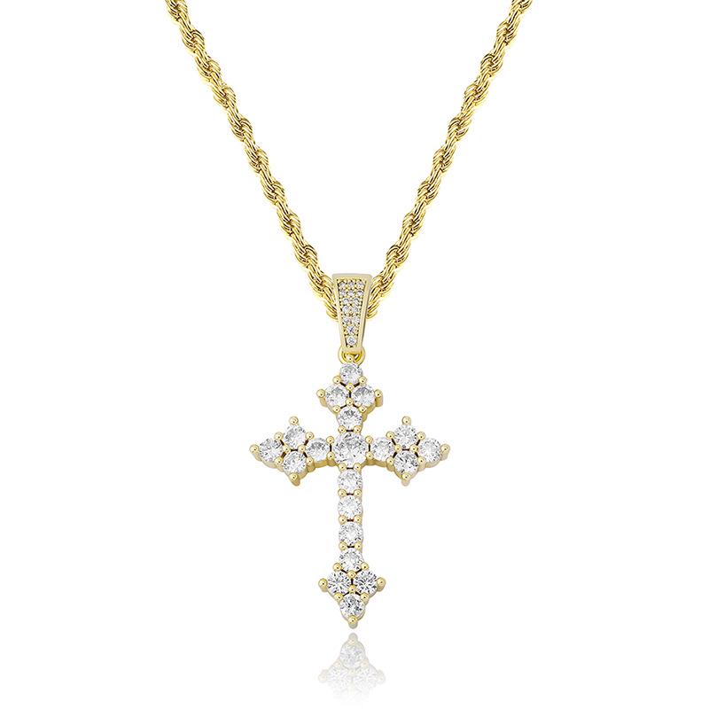 European and American Retro Zircon Cross Pendant Necklace