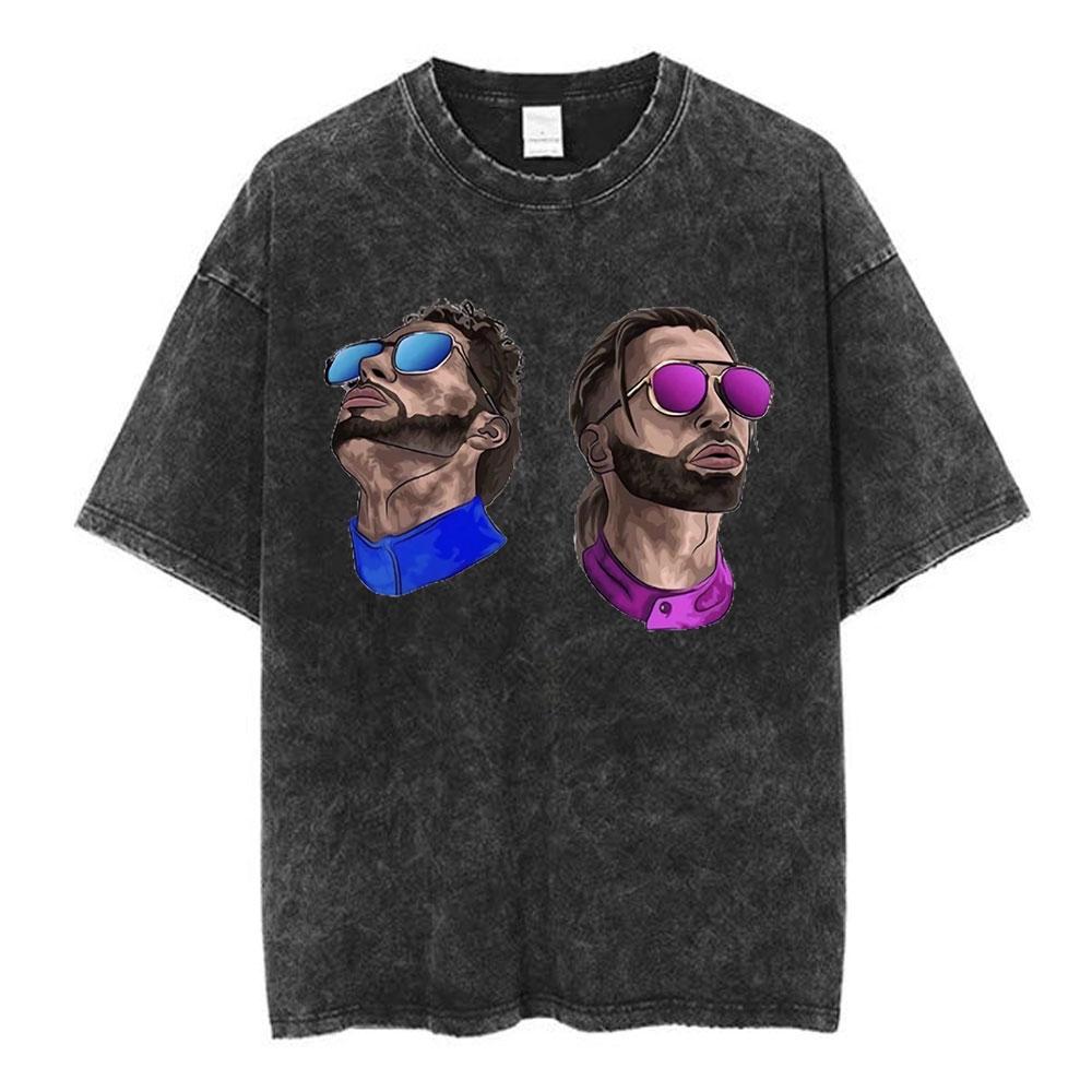 Le Monde Chico Винтажная футболка с варкой Qlf PNL Французский рэп Хип-хоп Футболки Мужские/Женские Хлопковые Повседневные Футболки Оверсайз Уличная одежда