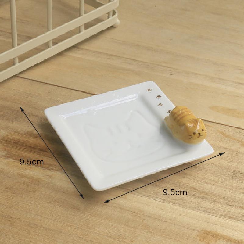 Japanese Ceramic Sauce Dish Tableware Creative Cute Cartoon Lucky Cat Pattern Water Drop Modeling Fruit Sushi Dish Ceramic Dish