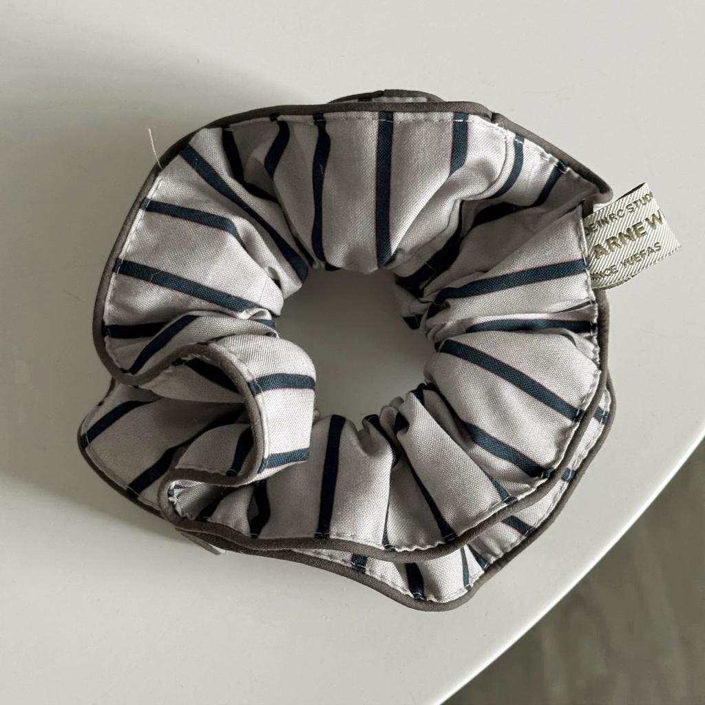 Retro Style Simple Wrapped Double Deck Striped Wooden Ear Edge Elastic Hair Rope Lazy High-End Ball Hair Band  Scrunchie