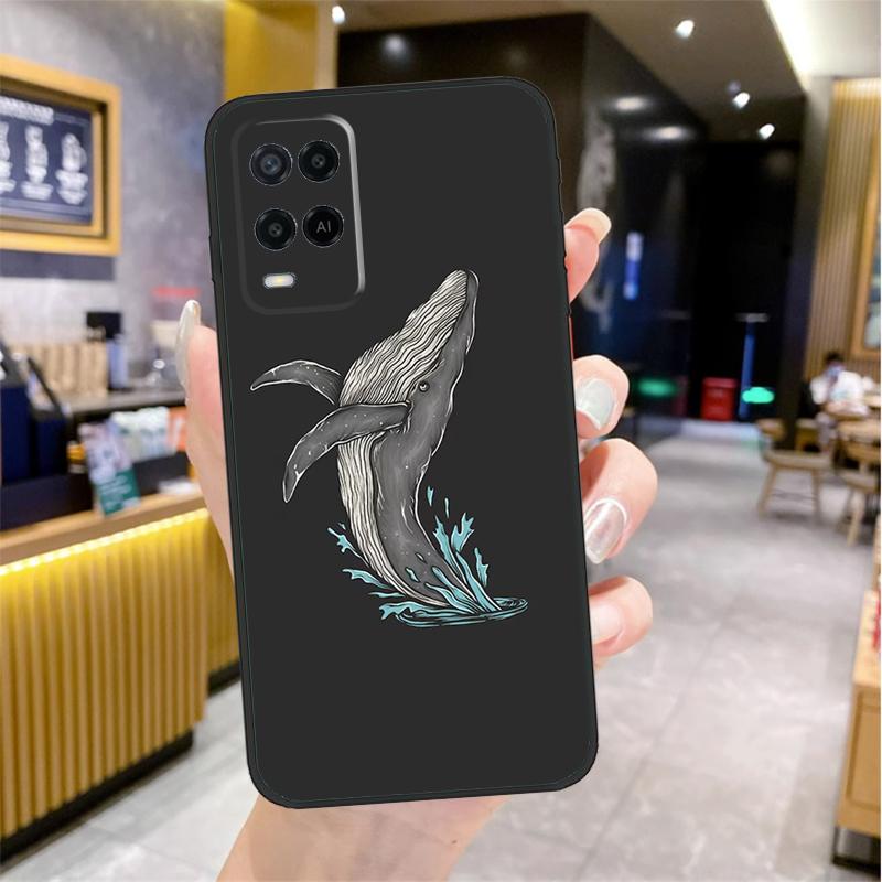 Кит Рыба Волна Море Для OPPO A54 A74 A94 A5 A9 A31 A53 A52 A72 A15 A16 A17 A57 A77 A76 A96 A53S A54S Чехол