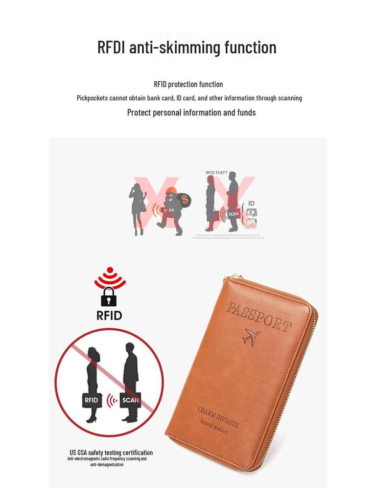 Заграничный RFID держатель для паспорта и сумка для проездных документов на молнии