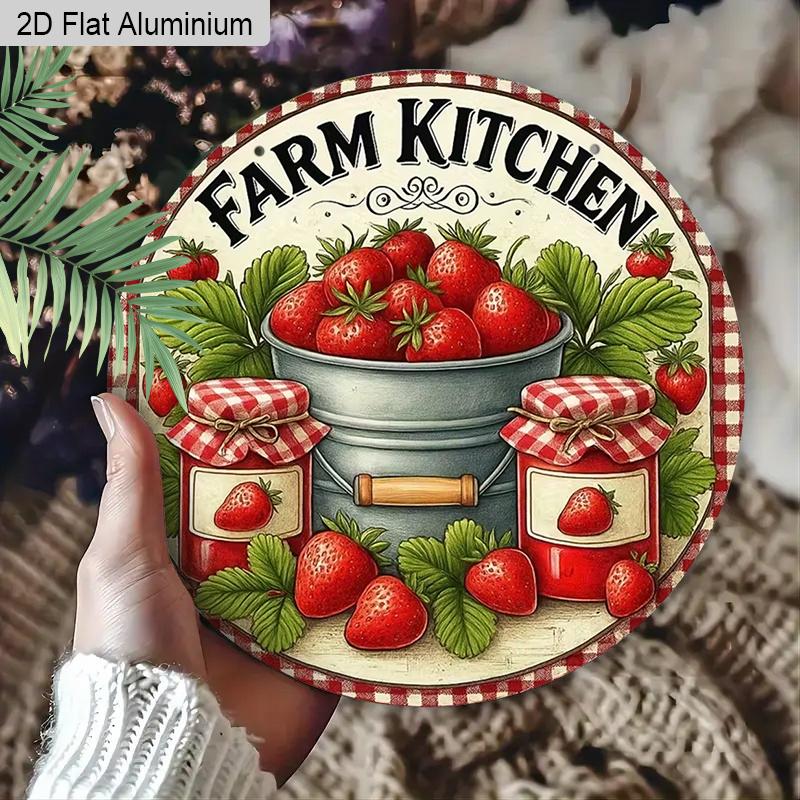 2D плоская 1 шт. Винтажная алюминиевая декоративная табличка с клубникой, знак с рисунком клубники, декор для кухни, декор для кладовой, декор для кафе в деревенском стиле и фермеров