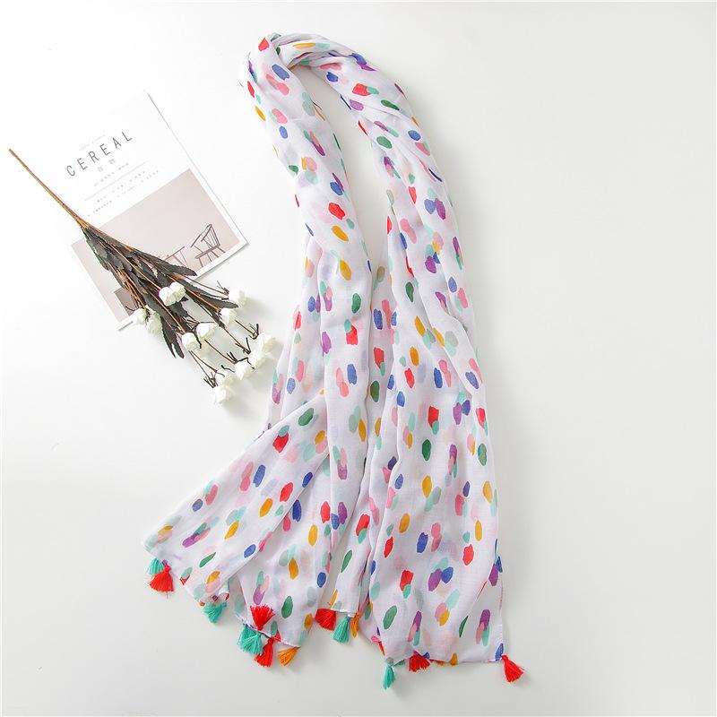 Fashion Luxury Women Viscose Scarf Designer Shawl Cotton Linen Feeling Tassel Pashmina Muslim Hijab Wrap Floral