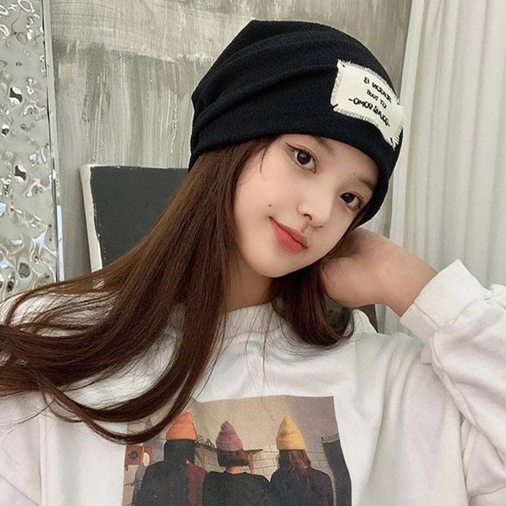 Hip hop Solid color Korean Style All-match Women Beanie Knitted Hat Stacking bonnet Men Skull cap
