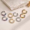 HECHENG,Brass Metal Multi-Color Zircon Square Hoop Earrings Exquisite Luxury Minimalist Korean Style Women's Zircon (1 Pair)