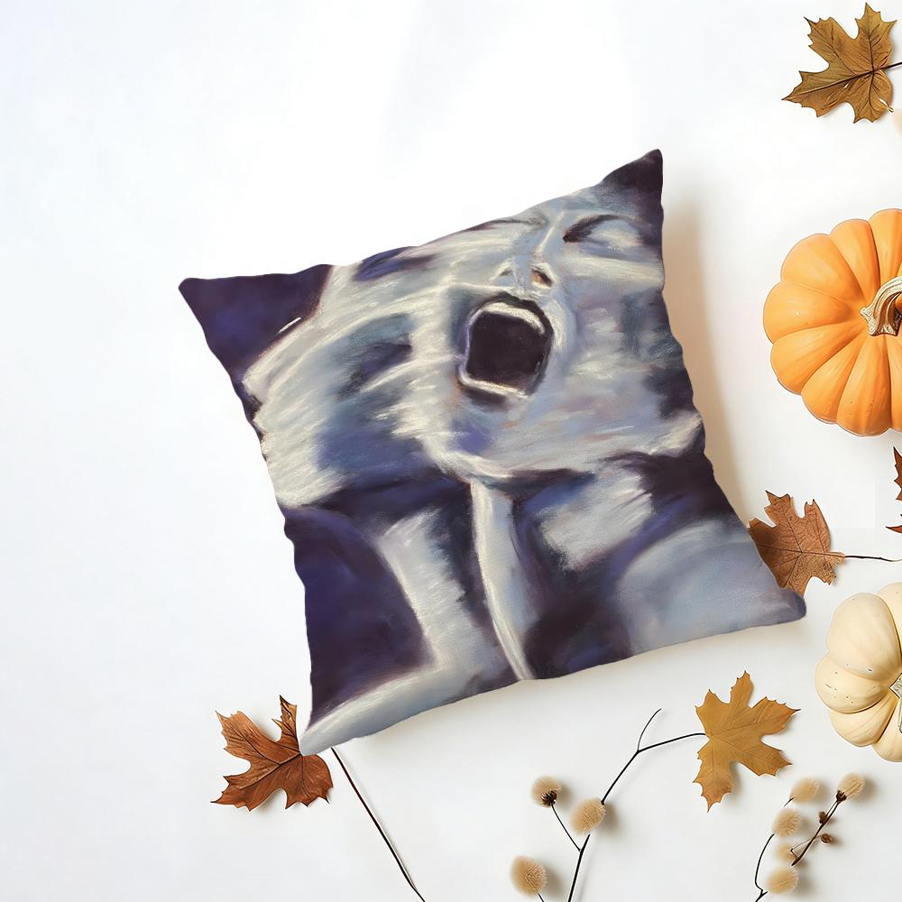 Emotional outlet art painting Cushion Cover Washable Linen Pillowcase Soft for Daily Sofa Bed Home Room Decor