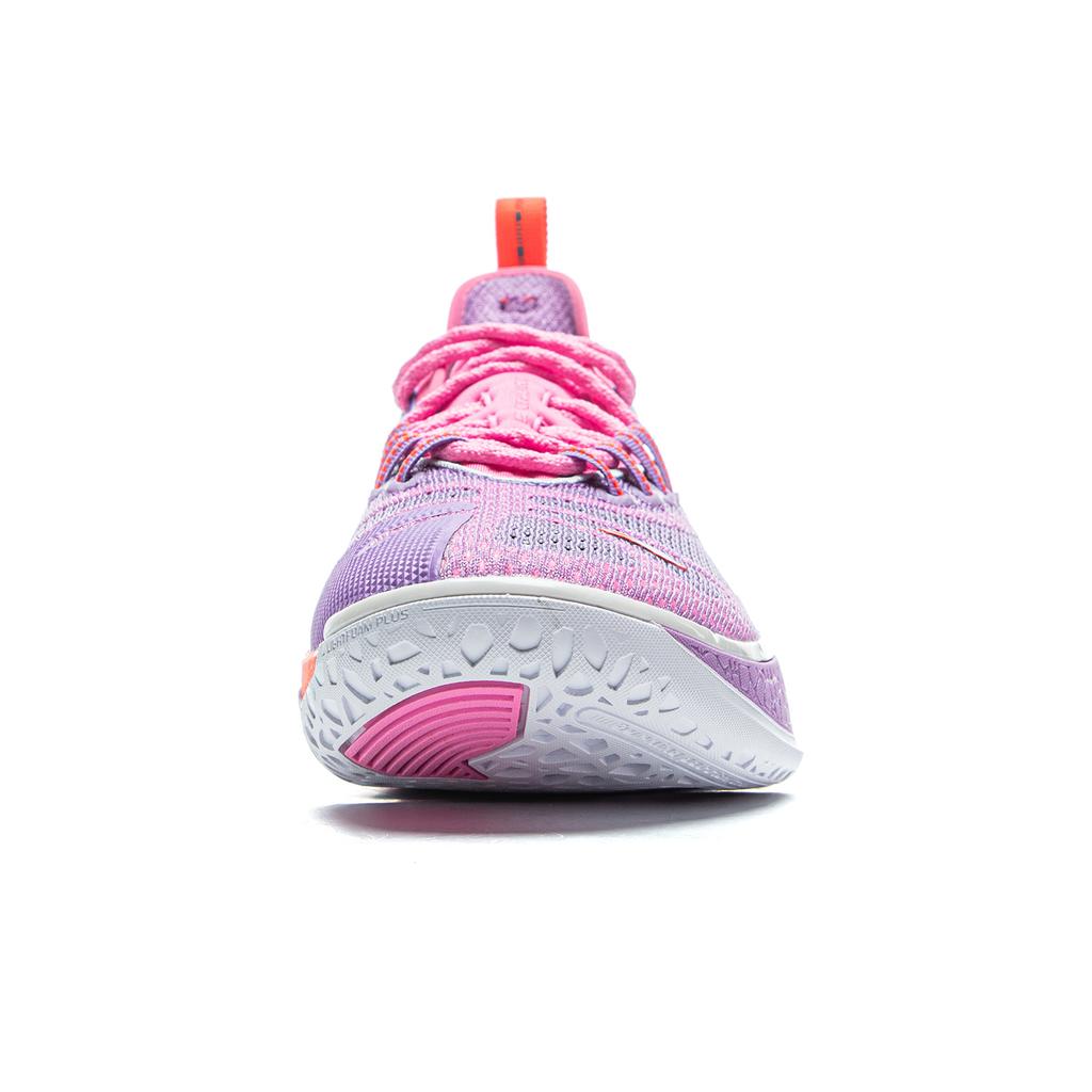 Li Ning BadFive Chase 1 Супер амортизация Скользкая подошва Дышащие Упругие Низкие Баскетбольные кроссовки Мужские Фиолетово-розовые ABFV007-2