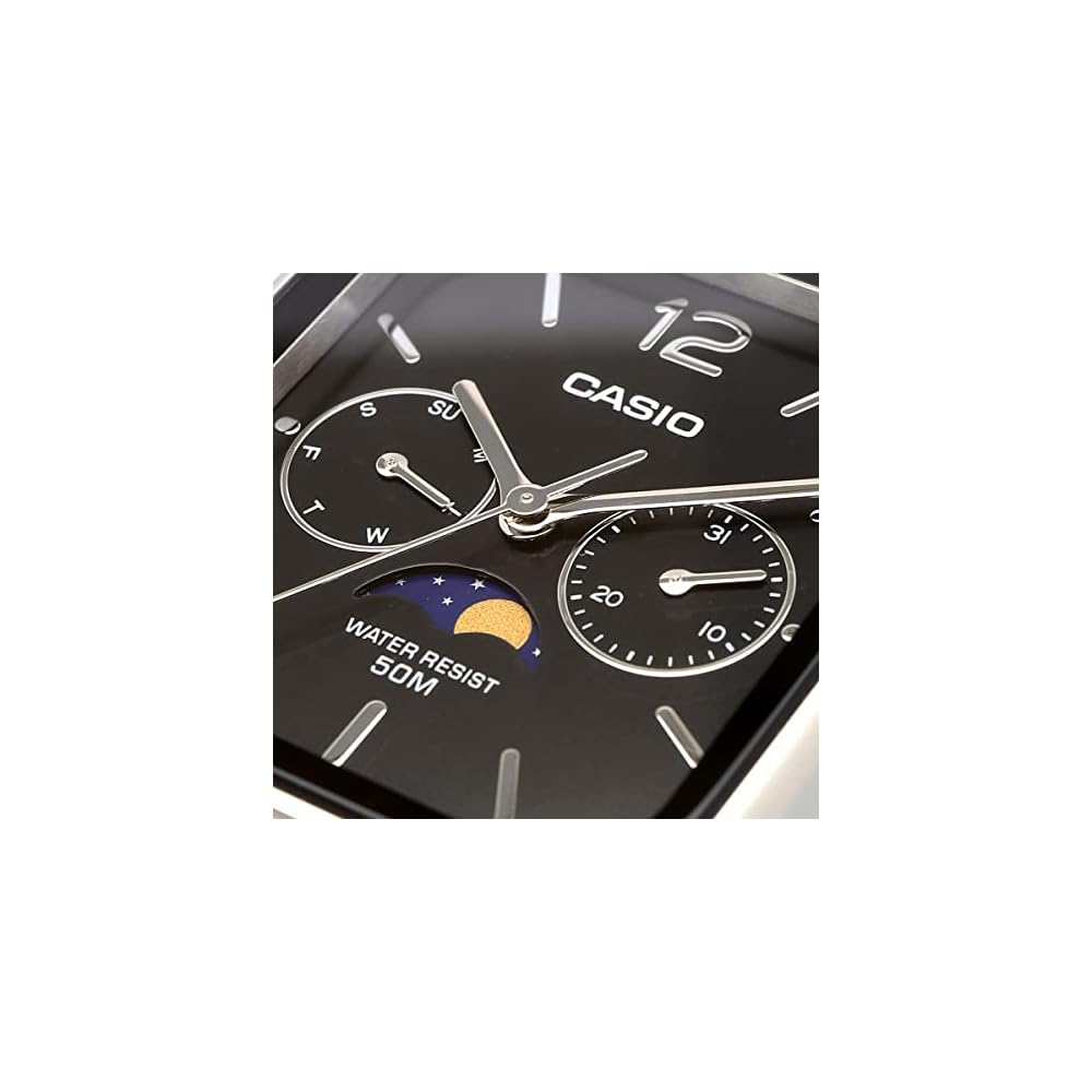 Casio Standard Аналоговые мужские часы с фазами Луны MTP-M305D-1AV Металлический браслет Черный