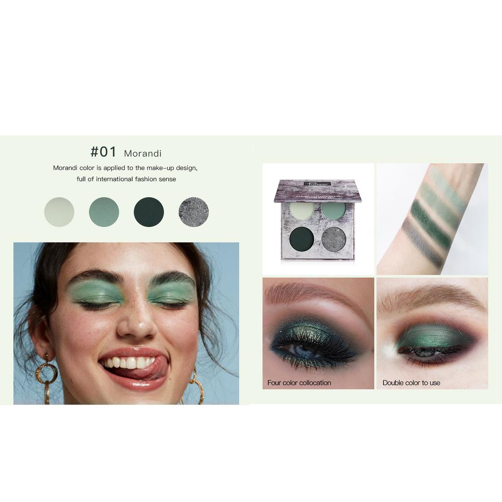 Pudaier Splash Ink Four Color Eye Shadow Disc Matte Pearlescent Waterproof Anti Sweat Beautiful Makeup.