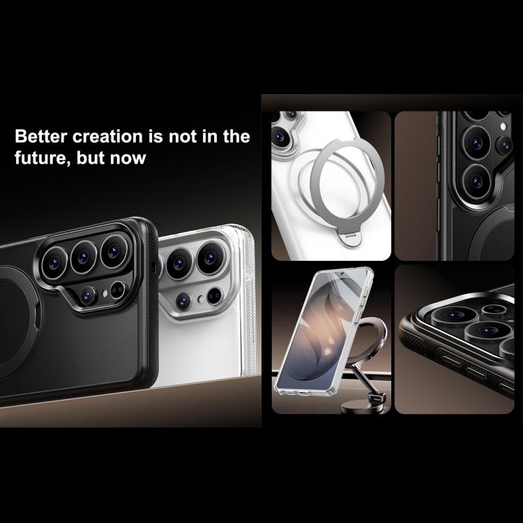 Gear-Style Stress Relief 360 Rotation Holder MagSafe Phone Case For Samsung Galaxy S26 Ultra 5G, PC+TPU Shockproof Anti-Scratch Protective Cover