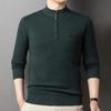 Свитер на молнии с полувысоким воротником, мужской зимний утолщенный теплый свитер для отца, мужская однотонная шерстяная трикотажная рубашка среднего возраста