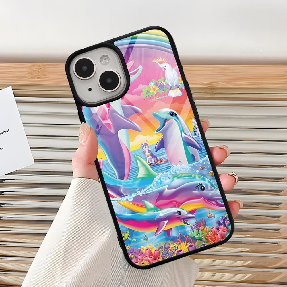 Lisa Frank Tiger Horse Dog Cat Phone Case For Iphone 16 Pro 15 Pro Max 14 12 11 13 Mini 8 7 Plus X Xs XR PC+TPU Design Cover