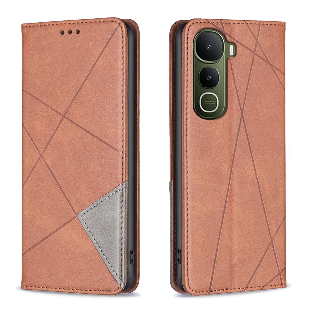 For vivo Y400 5G Case Card Slots Geometry Imprint Leather Phone Cover