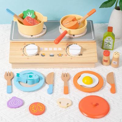 Деревянная кухня для детей, мини с кухонной утварью, игрушки для школьников, для мальчиков и девочек,