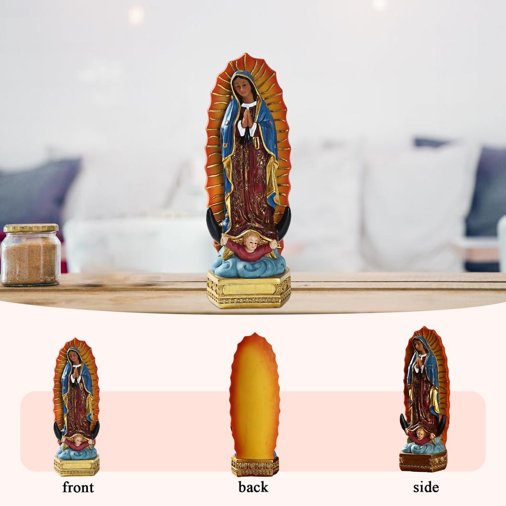 Resin Mexican Virgin Mary Statue Desktop Ornament European Our Lady Statue Handicrafts  Home Decor for Office