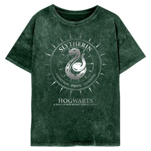 HARRY POTTER Womens/Ladies Slytherin Constellations Acid Wash T-Shirt
