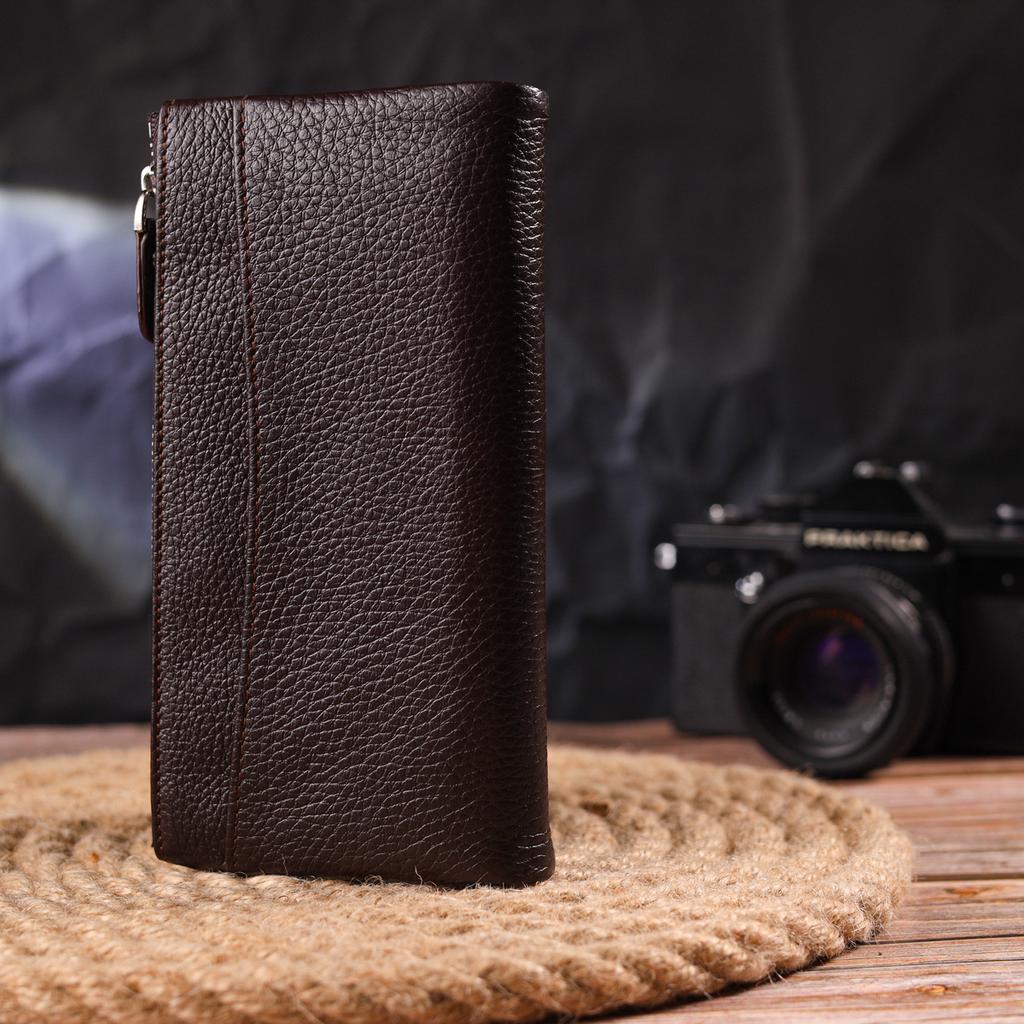 Практичный женский кошек из натуральной зернистой кожи CANPELLINI Wallet 21632 Коричневый