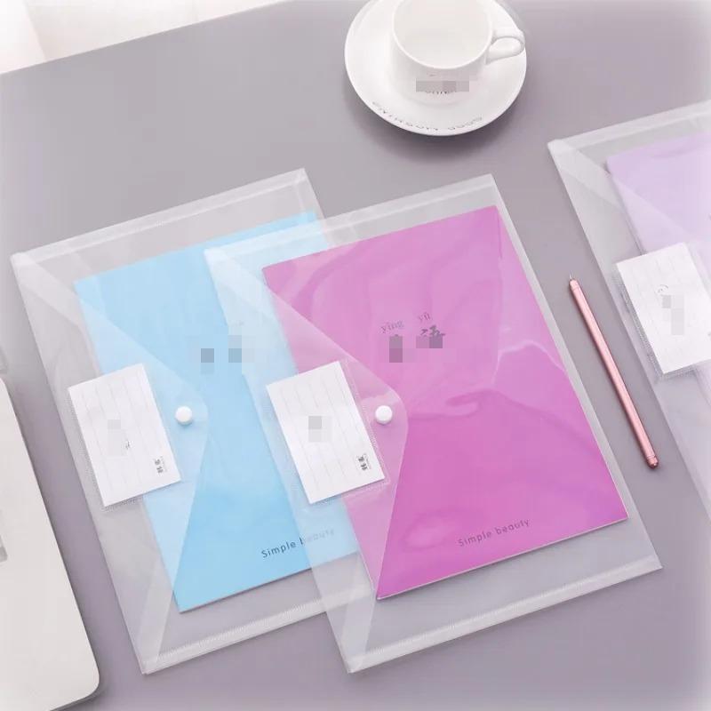 5Pcs Simple Transparent A4 Snapper File Folder PVC Waterproof Office Document Bill Budget Organizer Student Test Paper Folders