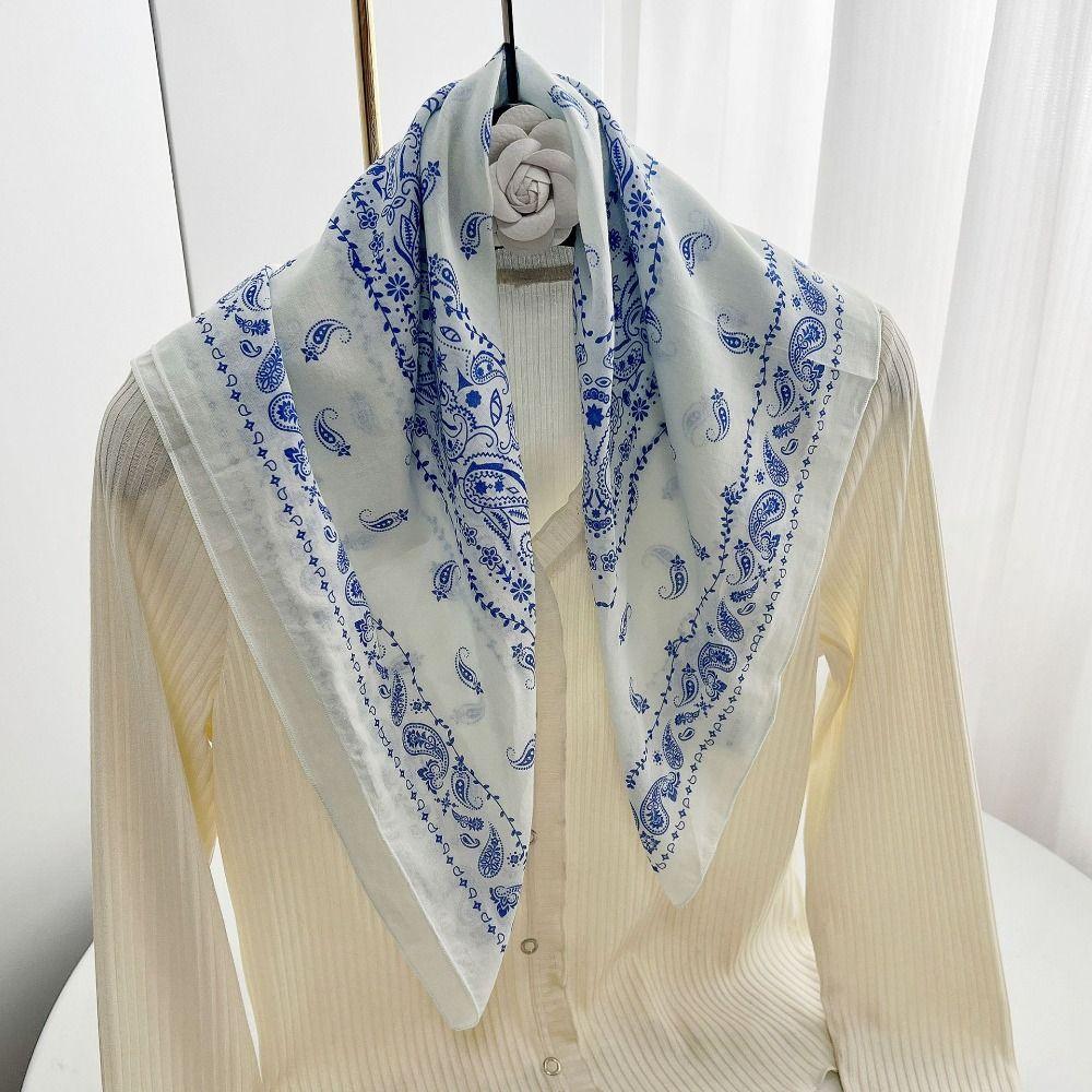 Breathable Cashew Nut Print Silk Scarf Thin Square Handkerchief Elegant Small Scarves Beach