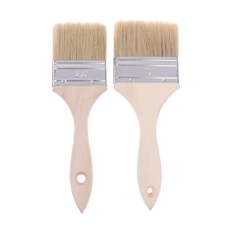 3Pcs Paint Brush Wooden Handle Bbq Brush Soft Hair Painting Brushes For Wall And Furniture Paint Tool Set