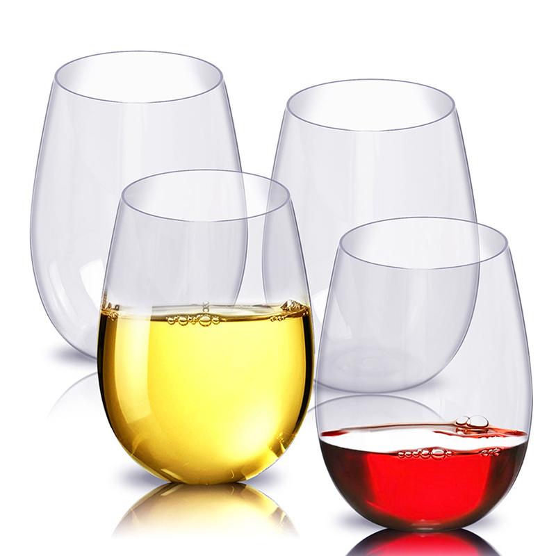 2/4Pcs Shatterproof Plastic Wine Glass Unbreakable Pet Red Wine Tumbler Glasses Cups Reusable Transparent Fruit Juice Beer Cup