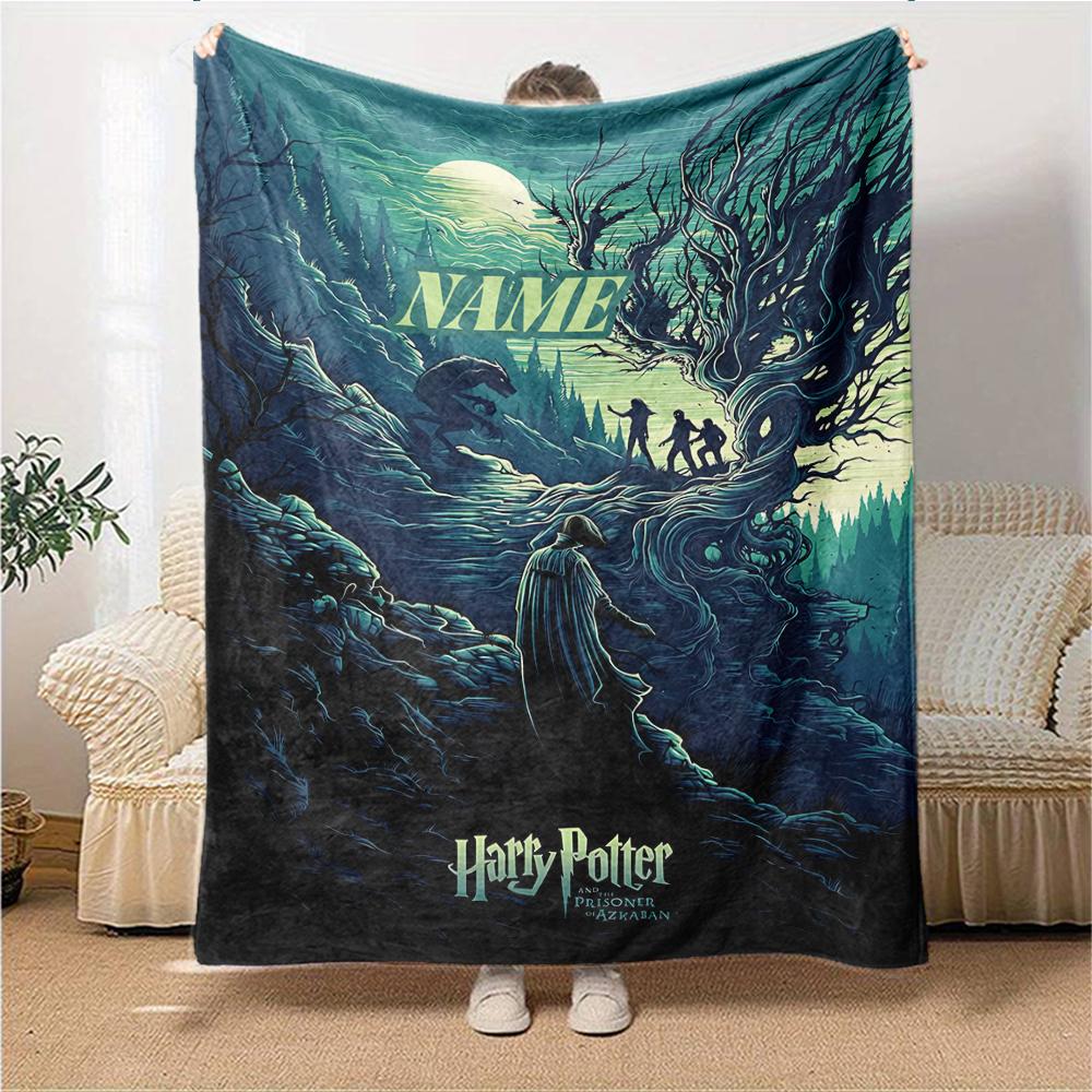 Custom Name "Harry Potter White Owl" blanket for Couch & Bed, Plush Cozy Fuzzy Blanket Super Soft & Warm Blankets for Fall and Winter. 0908105