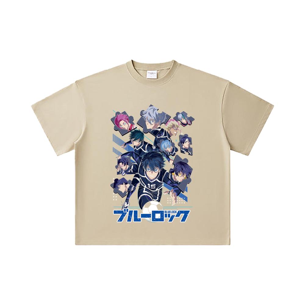 260 GSM Double Yarn 32 Count 100% Cotton Blue Lock V1 Print Unisex Heavy Cotton T Shirt