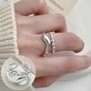 Кольцо на палец в корейском стиле из серебра 925 пробы с геометрическим дизайном - Женское винтажное хип-хоп украшение для указательного пальца или мизинца.