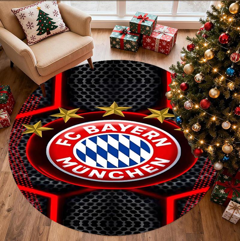 FC Bayern Pattern Round Rug, Indoor/Outdoor Mat, for Picnic, Gameroom, Bedroom, Office, Living Room, Home Decor Carpet, Birthday Gift