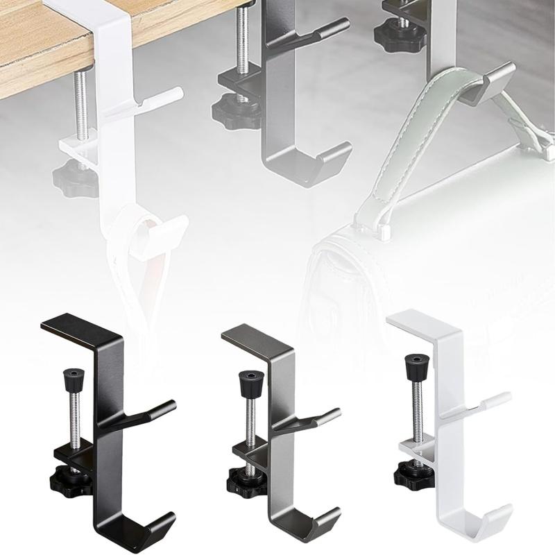 Multi-functional Table Edge Double Hook Punch-free Hanging Bag Hook Adjustable Desk Hanger Backpack Storage Hanging Hooks Holder